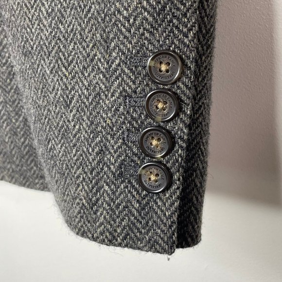 Abercrombie & Fitch Men’s L Wool Blend Herringbone Gray Tweed Blazer - Picture 9 of 15